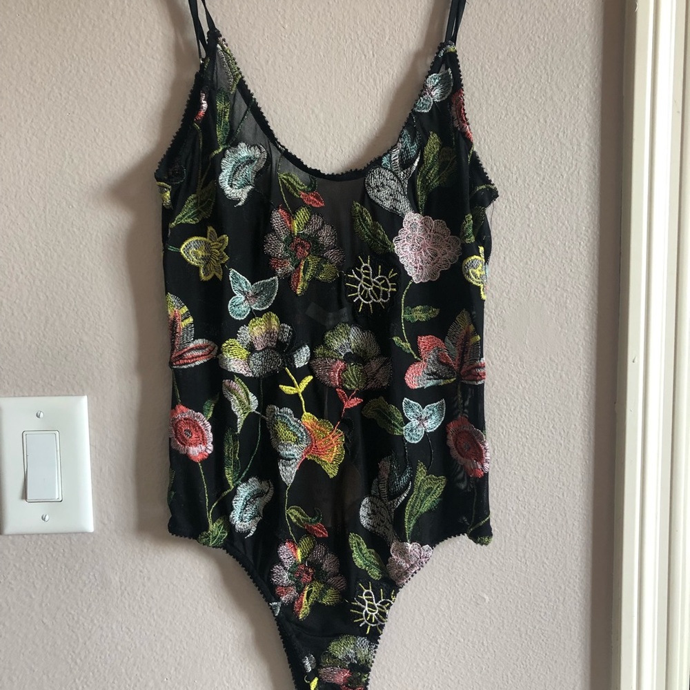 Embroidered floral bodysuit